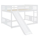 Full Over Full Bunk Bed With Ladder With Slide - White by HouseOfZazla