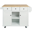 Kitchen Cart with Rubber wood Drop-Leaf Countertop ,Cabinet door internal storage racks,Kitchen Island on 5 Wheels with Storage Cabinet and 3 Drawers for Dinning Room,White by Montret
