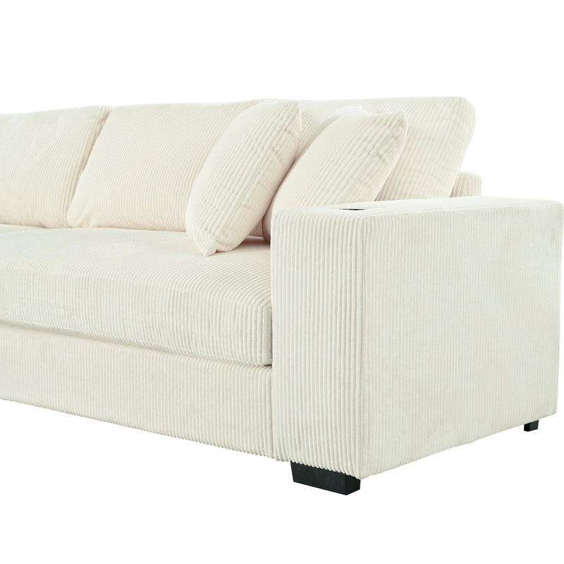 Mirod Large Sectional Sofa with Thick Cushions, and Built-in Cup Holders & Charging Ports