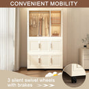 Portable Wardrobe Closet Storage Organizer With 9 Magnetic Doors - Cream White by HouseOfZazla