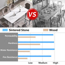 70.87" Modern Artificial Stone White Straight Edge Black Metal Leg Dining Table, Can Accommodate 6-8 People - White / Black by HouseOfZazla