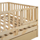Daybed With Fence Guardrails And 2 Drawers, Split Into Independent Floor Bed & Daybed by HouseOfZazla