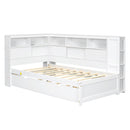 Daybed With Storage Shelves, USB Charging, And Trundle Bed