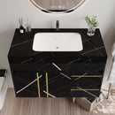 35.2 in Floating Bathroom Vanity with Sink and Faux Marble Top