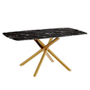 Luxurious Marble Patterned Dining Table With Metal Fork Legs by HouseOfZazla