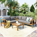 4 Pieces Outdoor Acacia Wood Sofa Set with Coffee Table