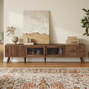 Doors TV Stand For TVs Up To 85" With Storage Cabinets - Natural by HouseOfZazla