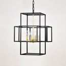 4 Light Metal Lantern Tiered Pendant Hanging Light Fixtures, Industrial Farmhouse Adjustable Height Chandeliers For Dining Room Hallway Foyer Entryway (E12 Bulbs Not Included) by HouseOfZazla