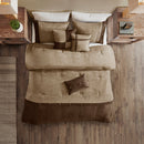 7 Piece Faux Suede Comforter Set Brown California King