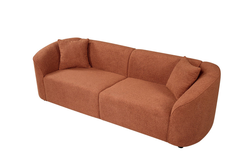 87' Curved Contemporary Sofa in Orange: Plush Seating, Streamlined Design, and Durable Frame – Ideal for Stylish Living Spaces