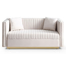 Contemporary Vertical Channel Tufted Sofa Loveseat Modern Upholstered Couch For Living Room With 2 Pillows by HouseOfZazla
