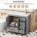 Bathroom Vanity With Ceramic Sink Combo, Abundant Storage Cabinet 2 Soft Close Doors And 5 Drawers by HouseOfZazla