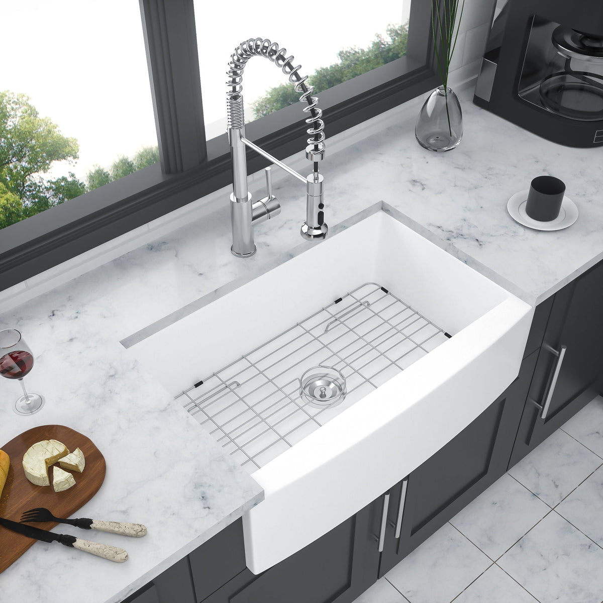 Farmhouse Sink, Apron Front Single Bowl With Arch Edge Design, photo 7 of 10