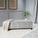 Quotient Upholstered Storage Ottoman With Tapered Block Feet - Gray / White by HouseOfZazla