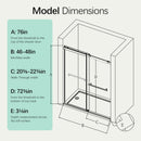 46-48" W x 76" H Frameless Double Sliding Soft-Close Shower Door by HouseOfZazla