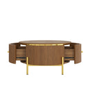 Modern Round Coffee Table with 2 Large Drawers Storage Accent Table