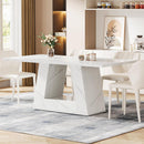 Dining Table For 4 To 6 People, With Trapezoid Base For Dining Room - White by HouseOfZazla
