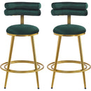 27.65'' Modern Counter Stools Set of 2,Dark green  velvet Counter Stools with iron Frame,Soft back and cushion,Footrest,suitable for Kitchen/Bedroom/Dining Room