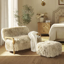 Enchante - New Zealand Sheepskin Rectangular Accent Ottoman - Taupe / Natural by HouseOfZazla