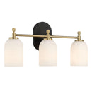 Meadows - 3 Lights Vanity Brush Bathroom Wall Light For Bathroom Over Mirror - Black / Gold / White by Unique Piece Furniture