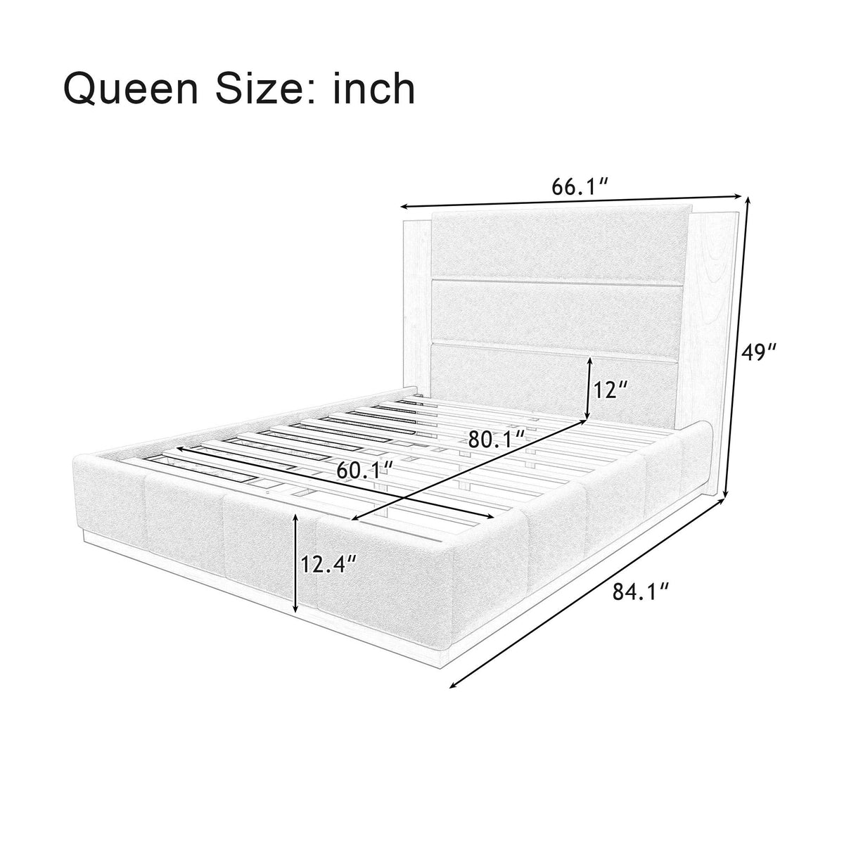 Modern Upholstered Platform Bed With Extended Headboard, photo 20 of 23