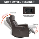 Brown Faux Leather Heat Massage Manual Recliner Chair