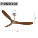 Outdoor Ceiling Fan No Light With 3 Blades Smart App Control - Brushed Nickel by HouseOfZazla