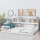 Floor Bed With Side Bookcase, Shelves, Guardrails by HouseOfZazla