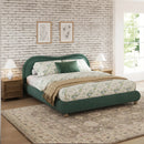 King Size Upholstered Platform Bed Frame with Rounded Corners by HouseOfZazla
