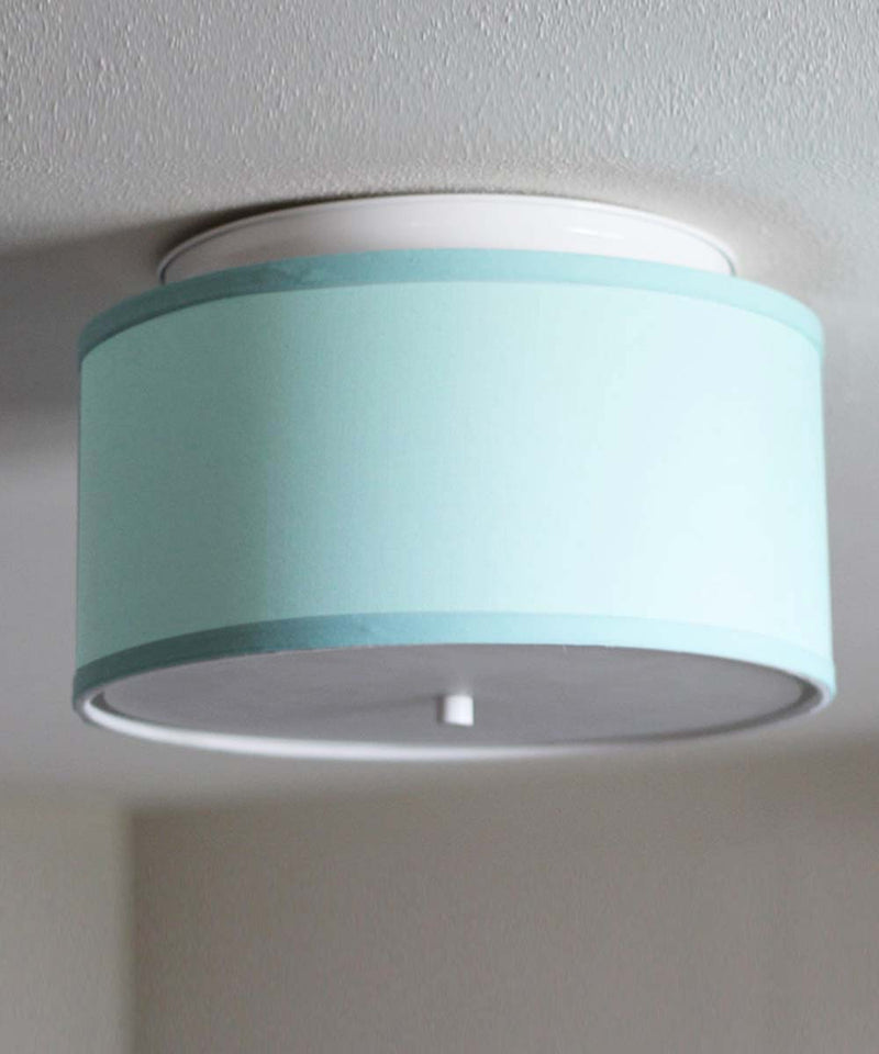 Moderne Flush Mount Conversion Kit 14"w Island Paradise Blue Drum Lampshade