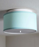 Moderne Flush Mount Conversion Kit 14"w Island Paradise Blue Drum Lampshade by LampsUSA