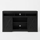 Farmhouse TV Stand With Sliding Barn Doors & Adjustable Storage
