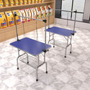 Folding Dog Pet Grooming Table Stainless Steel Frame Rubber Mat On Board With Adjustable Arm And Clamps Pet Dog Cat Grooming Table by HouseOfZazla