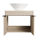 24" Modern Design Float Bathroom Vanity With Ceramic Basin Set, Wall Mounted White Oak Vanity With Soft Close Door, KD-PackingD-Packing Pieces