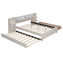 Upholstered Platform Bed With Reading Lights, Drawers, Trundle And Shelves by HouseOfZazla