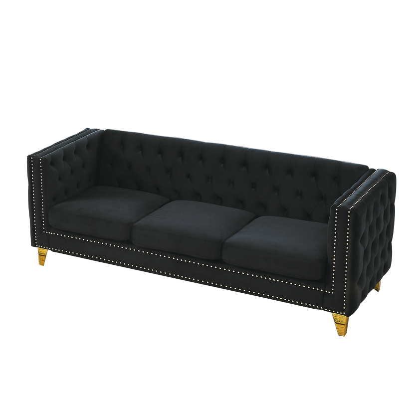 3-seater + 2-seater Combination sofa.BLACK VELVET