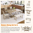 Topmax - 6 Piece Wood Half Round Dining Table Set Kitchen Table Set With Long Bench And 4 Dining Chairs, Modern Style by HouseOfZazla