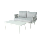Mariano Steel Loveseat and Table, Off White & Grey by HouseOfZazla