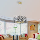 19' Geometric Crystal and BlackGold Round Pendant Chandelier