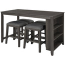 5 Pieces Counter Height Rustic Farmhouse Dining Room Wooden Bar Table Set with 4 stools, Gray