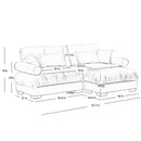 Modern Sectional Sofa With Ottoman, Round Bolster Armrests, Waist And Throw Pillows by HouseOfZazla