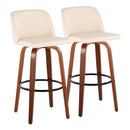 Toriano - Mid Century Modern Fixed Height Barstool Swivel And Round Footrest (Set of 2) by HouseOfZazla