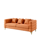 81 Inch Oversized 3 Seater Sectional Sofa, Living Room Comfort Fabric Sectional Sofa-Deep Seating Sectional Sofa, Soft Sitting with 3 Pillows for Living Room,Bedroom,Office.,Orange teddy