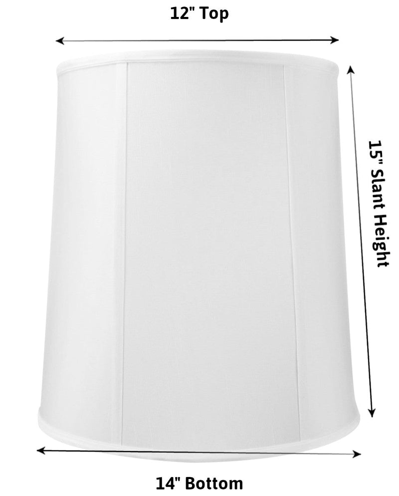 12x14x15 White Shantung Fabric Drum Lampshade