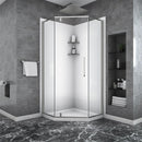 Semi Frameless Neo Angle Hinged Shower Enclosure With Clear Tempered Glass - Brushed Nickel by HouseOfZazla