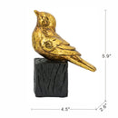 Gold Resin Songbird Sculpture On Black Faux Branch by HouseOfZazla