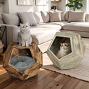 25.98" Shaped Modern Pet Furniture Cat Kennel Side Table MDF Multi-Purpose Furniture, Colored Flower Oak