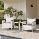 Rhodes 29" Upholstered Teak & Aluminum Patio Arm Chair Birch