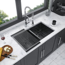 Double Bowl Undermount Kitchen Sink 16 Gauge 33" x 19" with Dual 10" Deep Basins - Gunmetal Black by HouseOfZazla