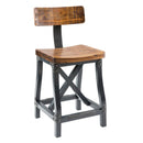 Industrial Counter Stool With Back Removable Solid Acacia - Amber by HouseOfZazla